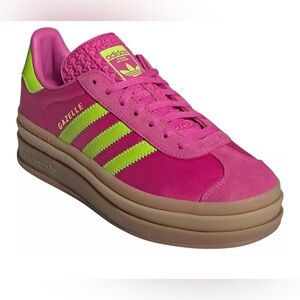 Adidas Gazelle Women's Pink and Lime Sneakers